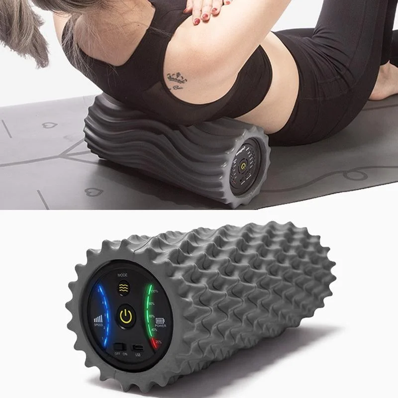 EVA Electrical Muscle Relaxer Yoga Massage Vibration Foam Roller, Fishbone Vibration USB 