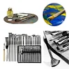 (US Local)24pcs Nylon Brush Set Acrylic Brushes Different Shape Wooden Handle Art Supplies