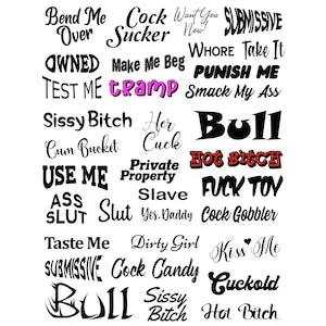 pornhint Pornhint 34 Kinky Temporary Tattoos for Adults - Erotic Master Slave BDSM Sex Fantasy Fetish Body Art Tattoo Sticker