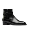 Premium Men's Black Monk Boots - Leather Sole