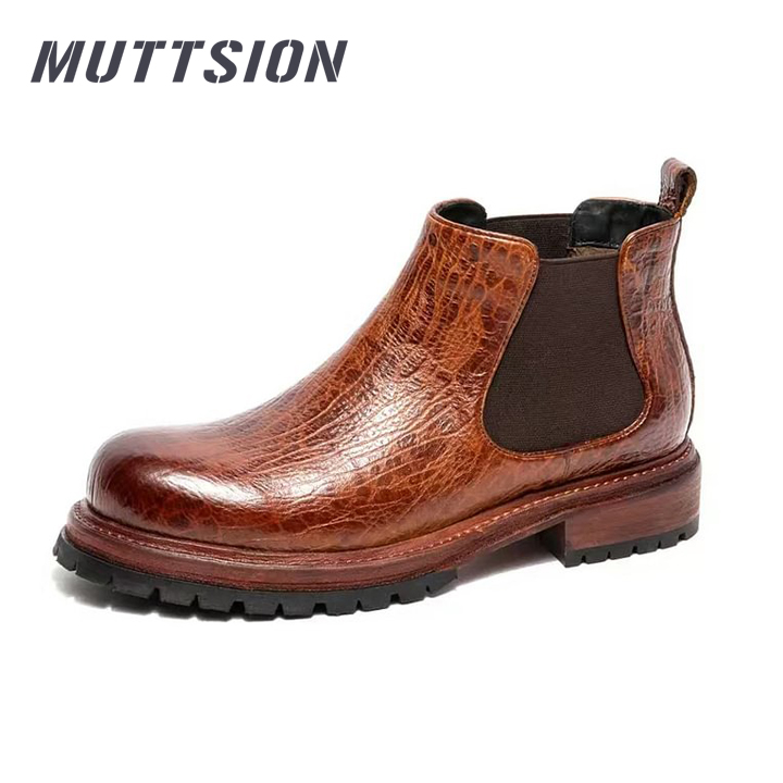 MUTTSION Goodyear Craft Handmade Rrtro Buffalo Leather Chelsea Boots MUTTSION.COM MUTTSION