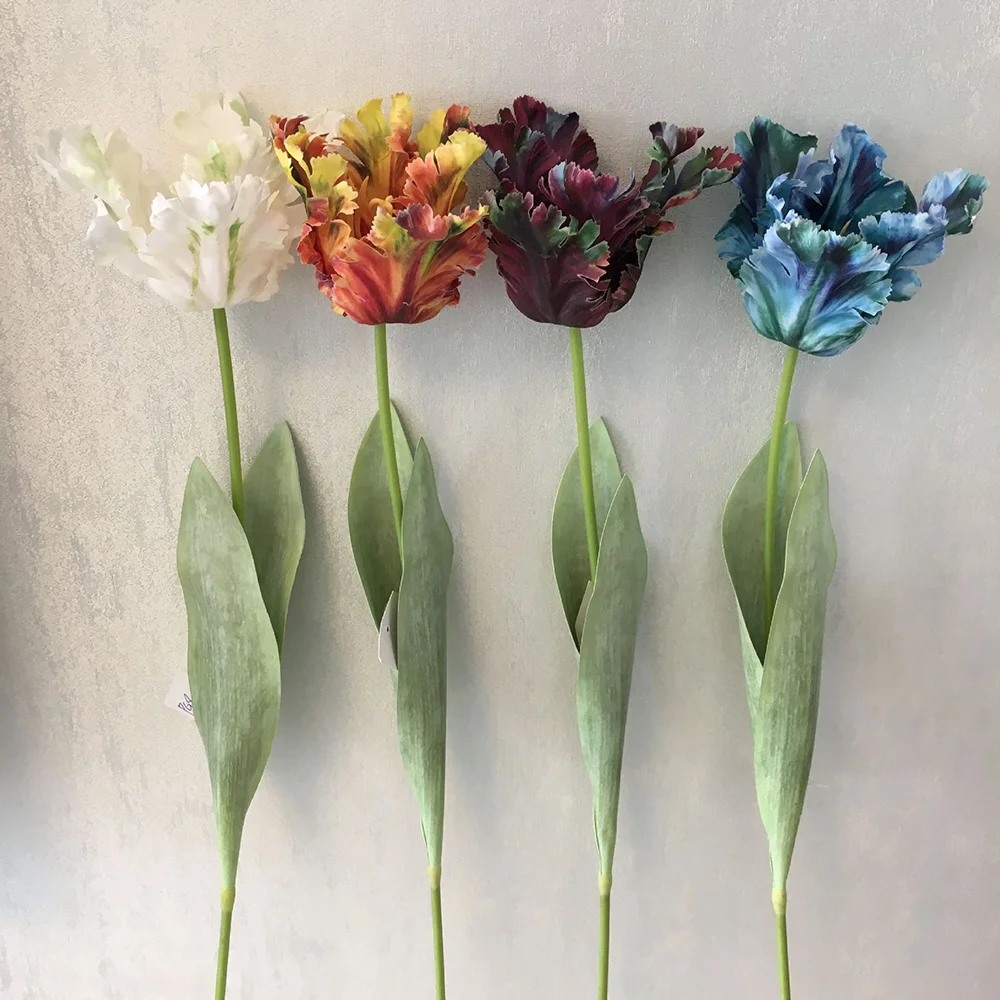 Single simulation 3D parrot tulip fake flower home decoration bonsai