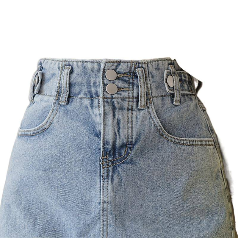 High-Waisted Light Wash Denim Mini Skirt