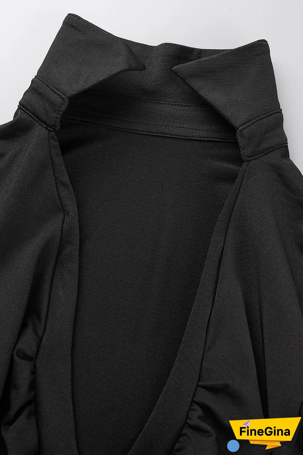 Blue Sexy Solid Fold Turndown Collar Pencil Skirt Dresses