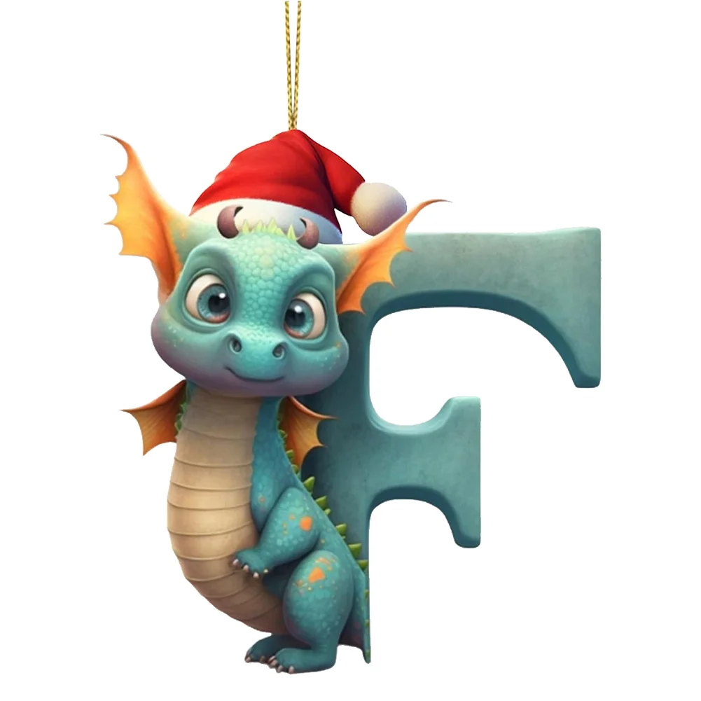 Christmas Cute Dragon Pendants Acrylic Letter Shaped Exquisite for Xmas Tree Car