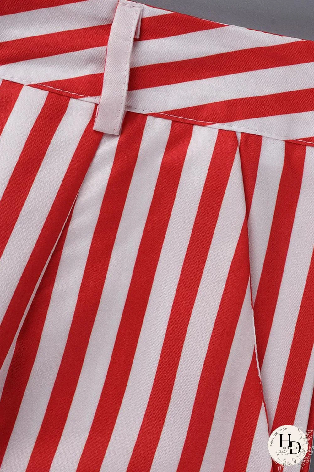 Red Casual Striped Print Patchwork Straight High Waist Wide Leg Full Print Bottoms