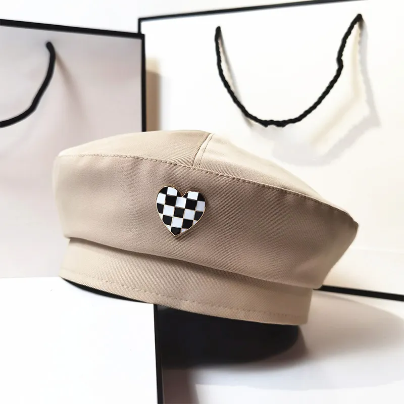 Fashion Pure Color Love Heart Beret
