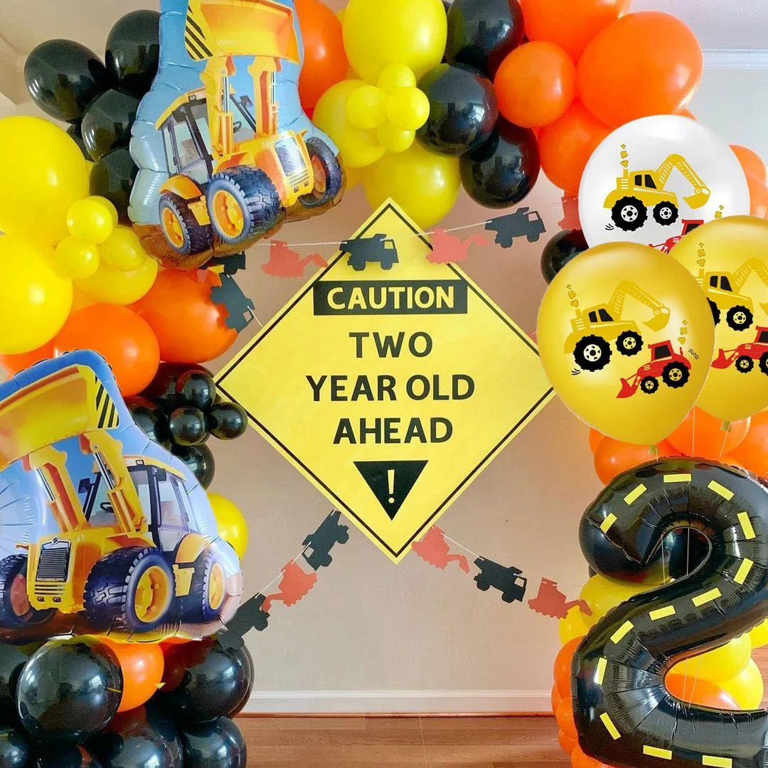 Christmas Gift 1pack Construction Tractor Theme Inflatable Balloons Truck Vehicle Party Decoration Baby Shower Boys Birthday Party Supplies