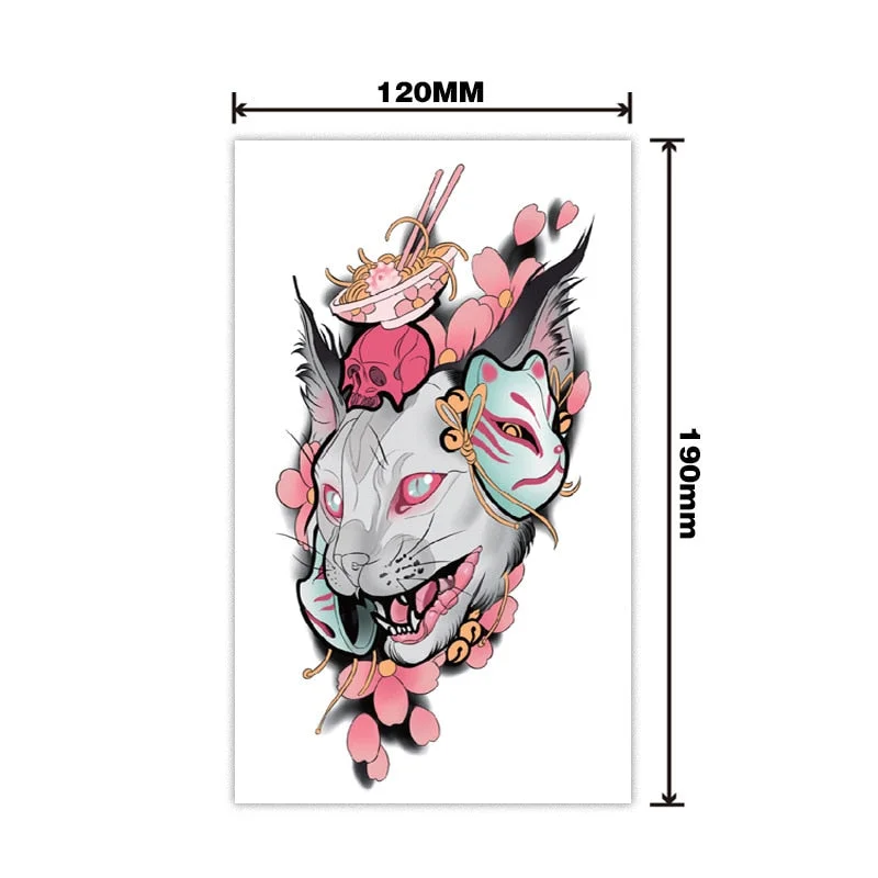 Colorful The Cat Demon Fake Tattoo Stickers for Men Women Arm Body Art Waterproof Temporary Tattos Tatuajes Temporales Decals