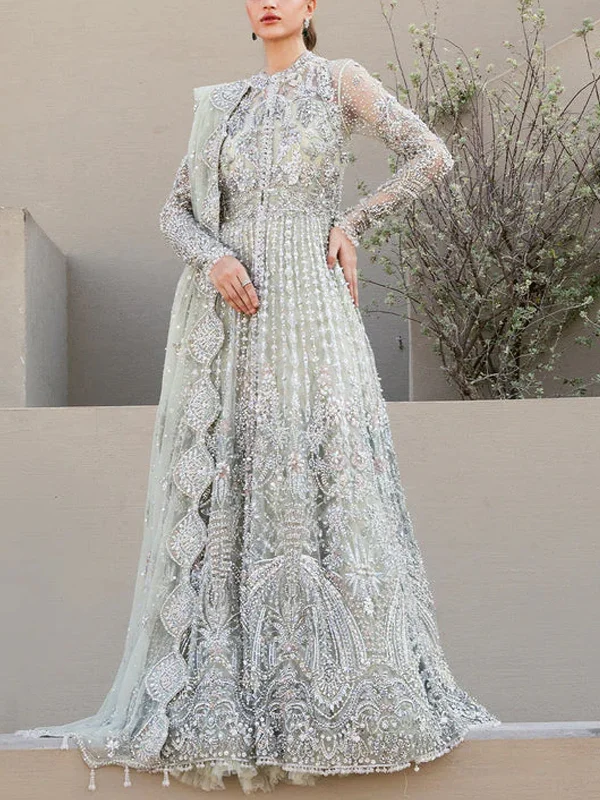 Round Neck Sequined Long Sleeve Lace Dress