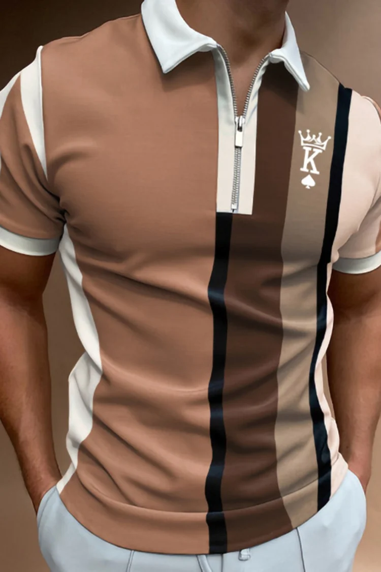 Tiboyz Fashion Colorblock Casual Short Sleeve Polo Shirt