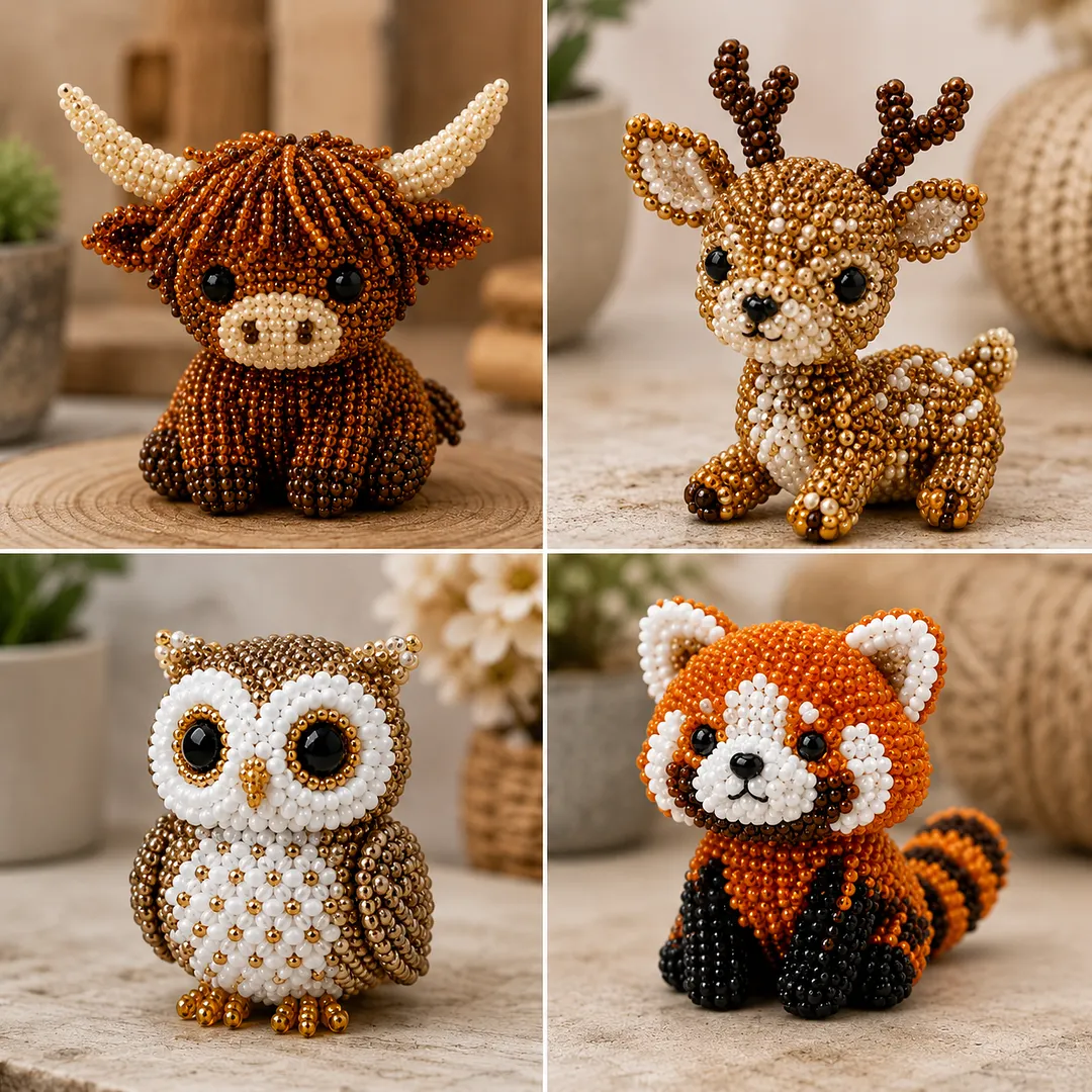 🧵✨ Tiny 3D Beaded Animal DIY Kit