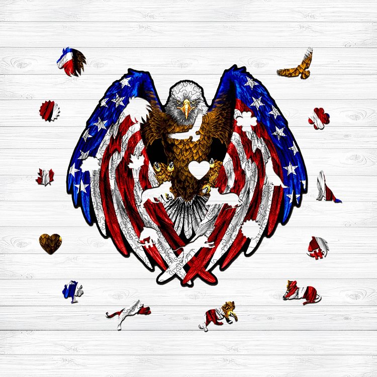 American Flag Eagle Wooden Jigsaw Puzzle