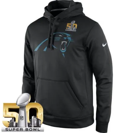Men's Carolina Panthers  Black Super Bowl 50 Practice Performance Pullover Hoodie