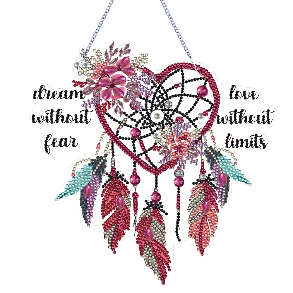 DIY Dreamcatcher Acrylic Single-Sided Diamond Painting Hanging Pendant for Home Wall Decor 
