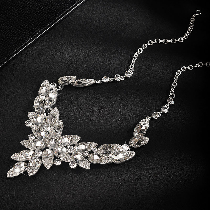 Wedding Rhinestone Earrings Necklaces Set