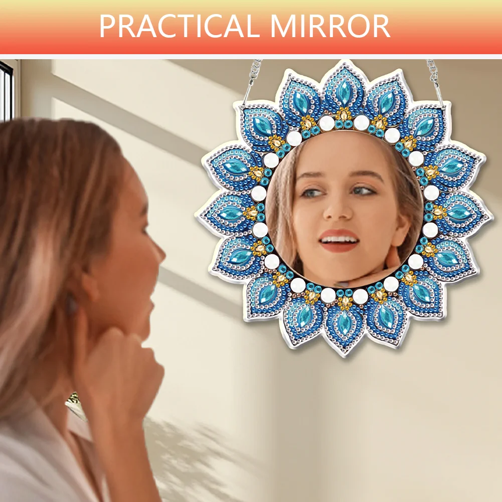 Mandala DIY Diamond Painting Mirror Kit Diamond Art Makeup Mirror for Beginners
