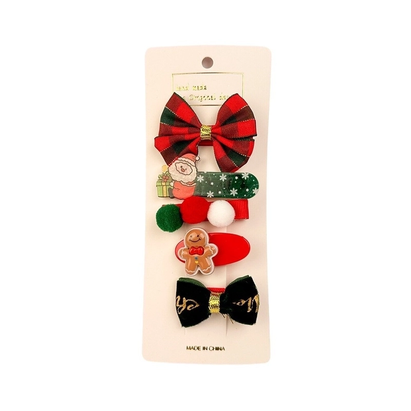 Christmas Cute Kid’S Santa Claus Gingerbread Bow Knot Hair Clip