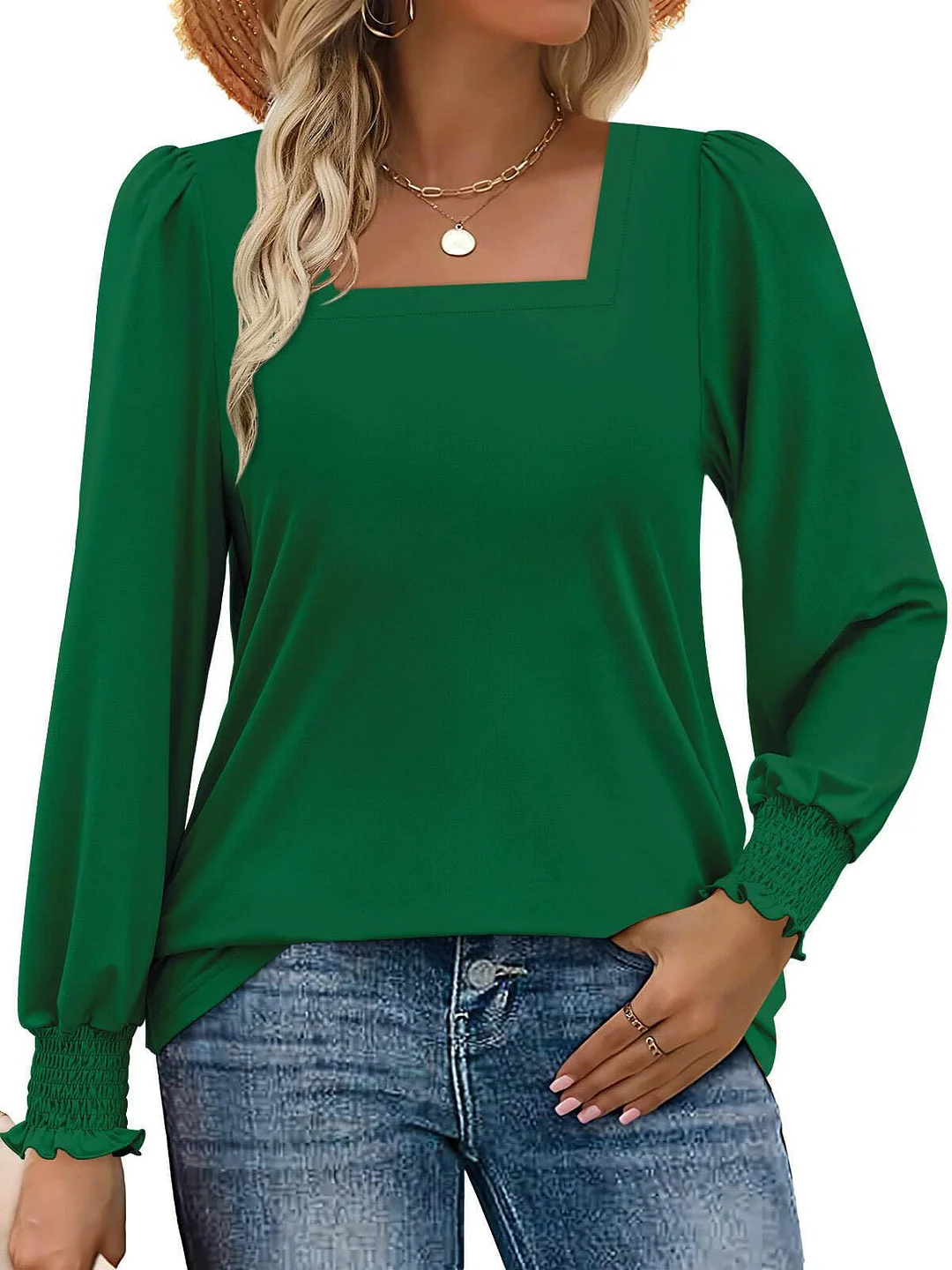 Athvotar Athvotar And Autumn 2025 New Striped Side-Laceed Leaf Cuff Bubble Long Sleeve T-Shirt