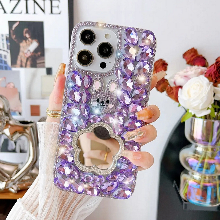 Luxurious Rhinestone Cute Bunny Phone Case