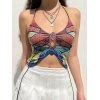 Printed Butterfly Halter Corset Top
