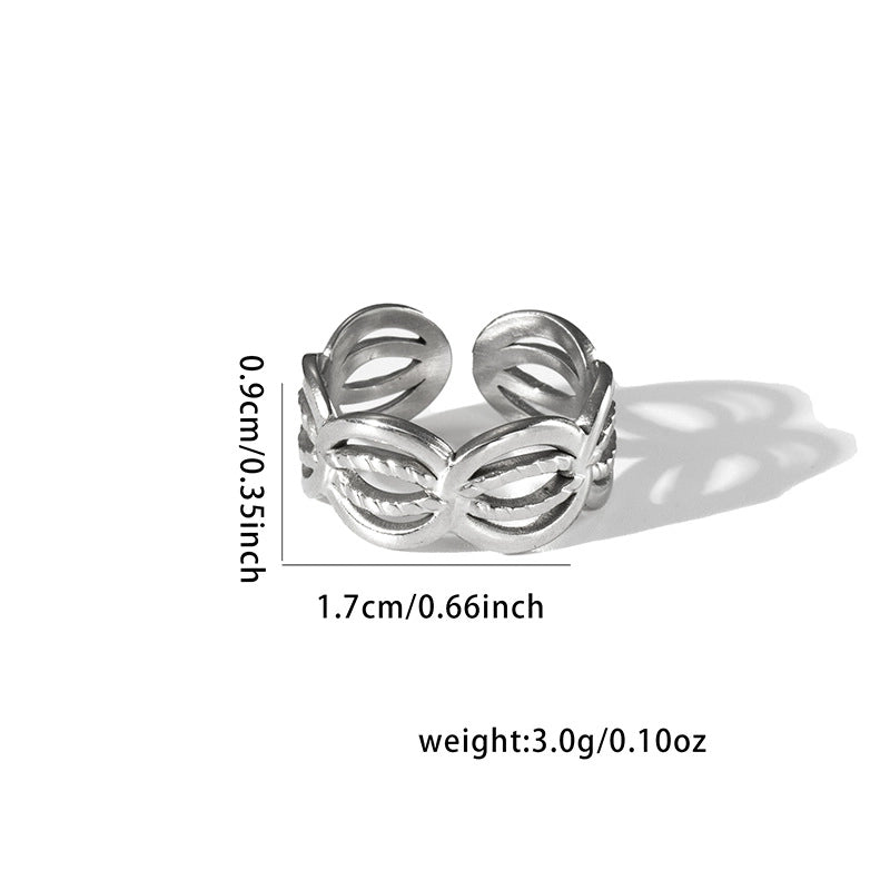 Casual Minimalist Leaf Titanium Steel Plating Open Rings