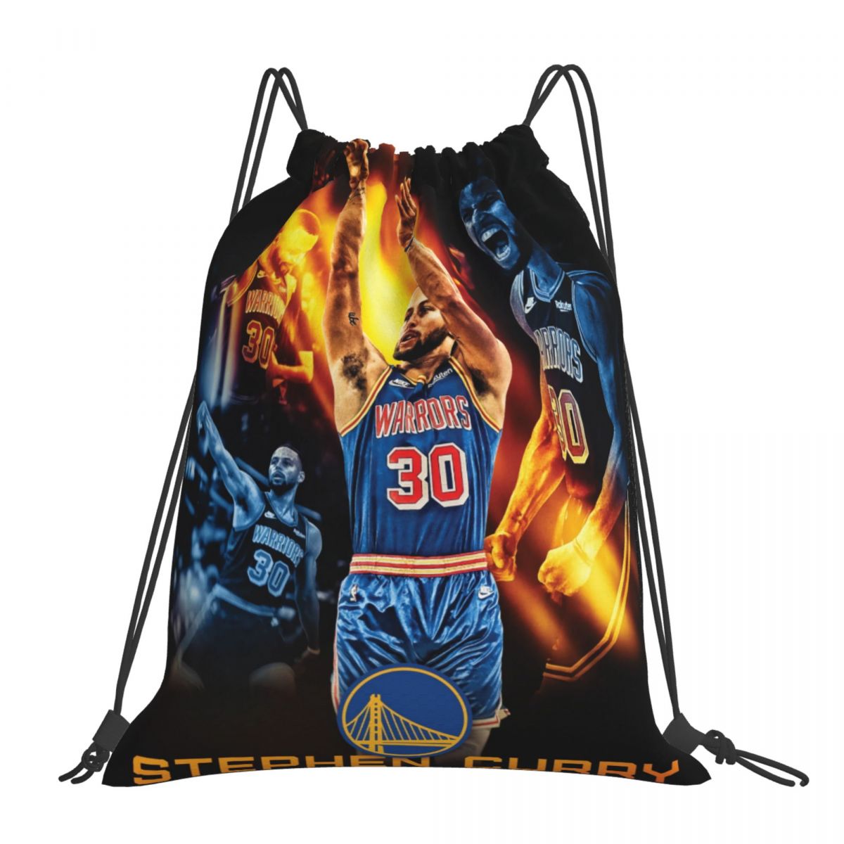 Golden State Warriors Stephen Curry 2021 3-Point Leader Waterproof Adjustable Lightweight Gym Drawstring Bag