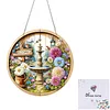 (US Local)Acrylic Fountain Flowers DIY Hanging Diamond Art Kits Wall Door Decor