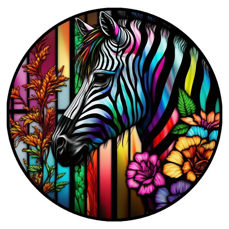 Colorful Zebra 30*30CM (Canvas) Full Round Drill Diamond Painting gbfke