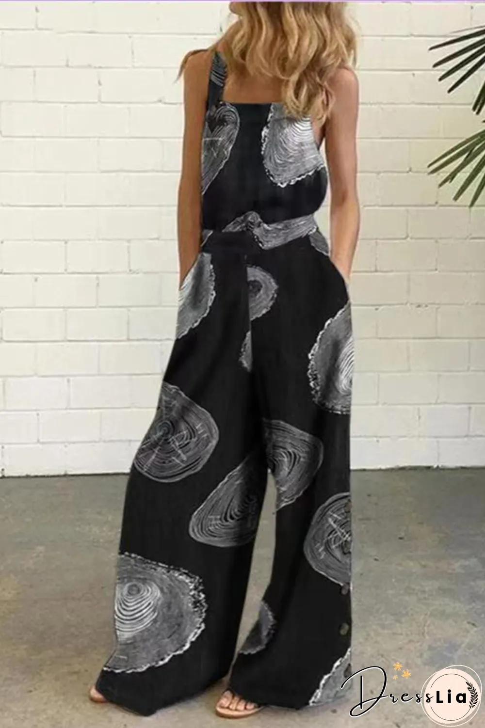 Elegant Dot Print Square Collar Straight Jumpsuits(10 Colors)