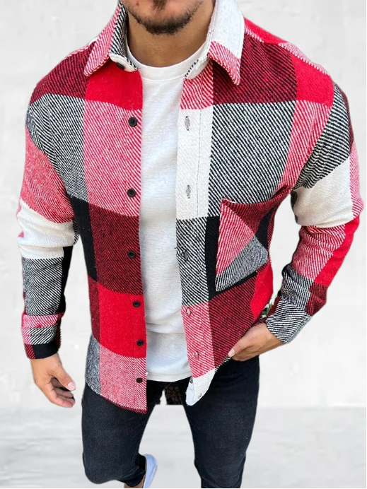Men's Autumn and Winter Plaid Pattern Jacket