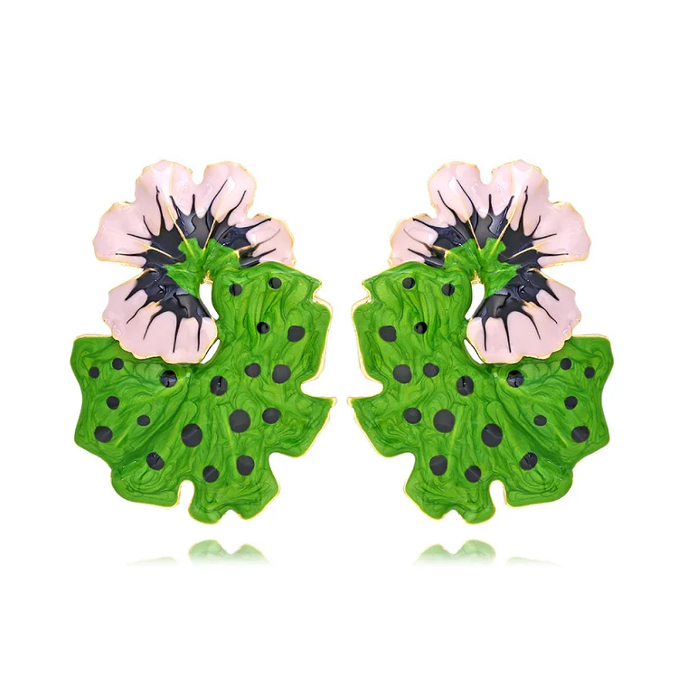 Green Flower Earrings