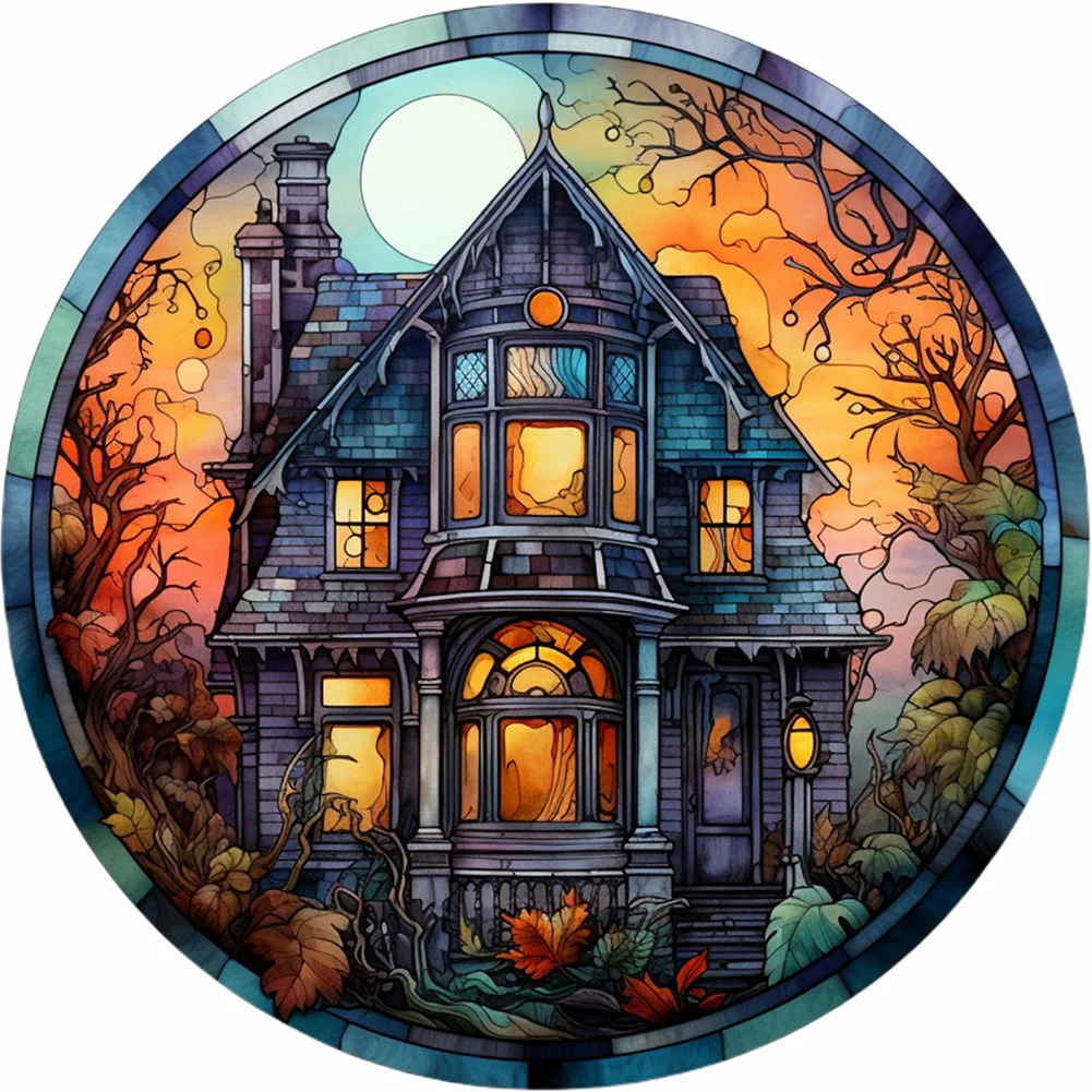 Full Round Diamond Painting - Stained Glass Horror Ambience(Canvas|30*30cm)
