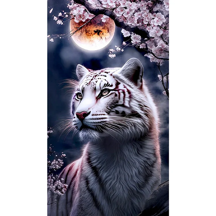 Full Round Diamond Painting - White Tiger 45*80CM