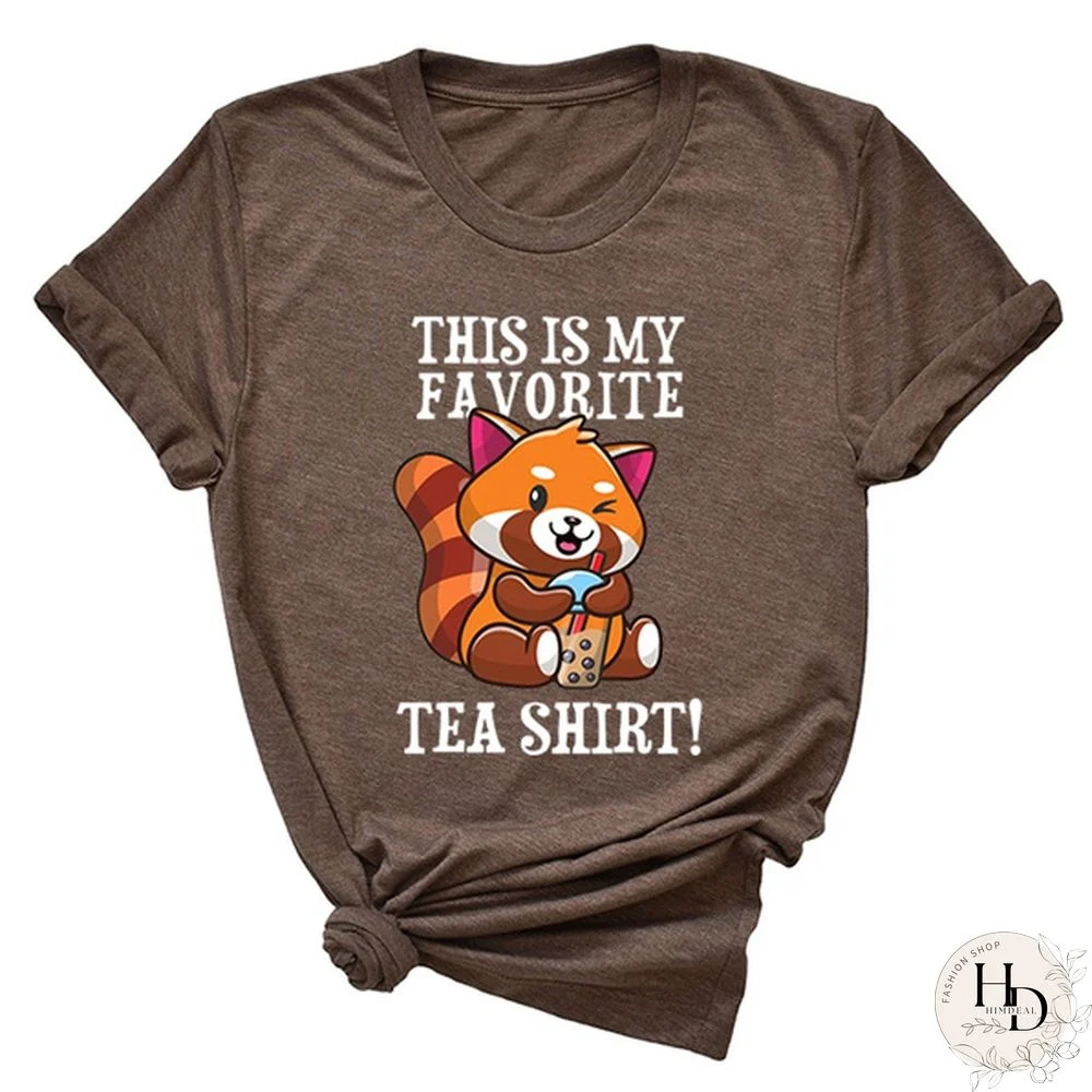 Hot Red Panda This Is My Favorite Tea Shirt Boba Printed T Shirts Unisex Casual Tops Summer Short Sleeve Harajuku T Shirts