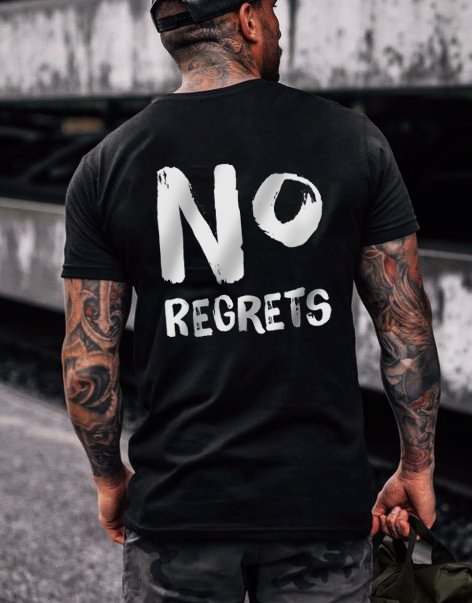 NO REGRETS print Round neck men's T-shirt - Krazyskull
