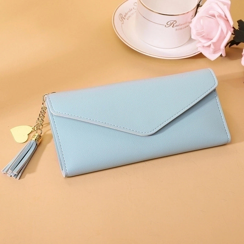 Wallet Ladies New Short Tassel Pendant Litchi Pattern Wallet Card Holder Cute Coin Purse In Stock