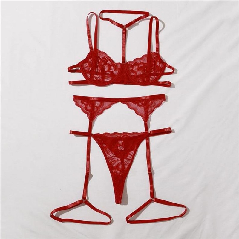 Floral Lace Transparent Lingerie Set for Women