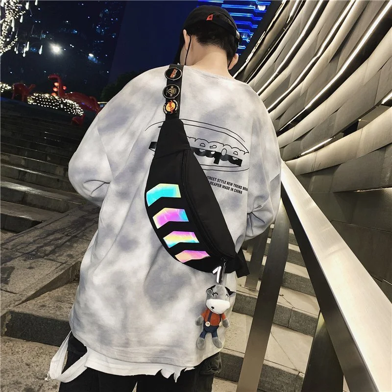 Colorful reflective large capacity diagonal shoulder bag