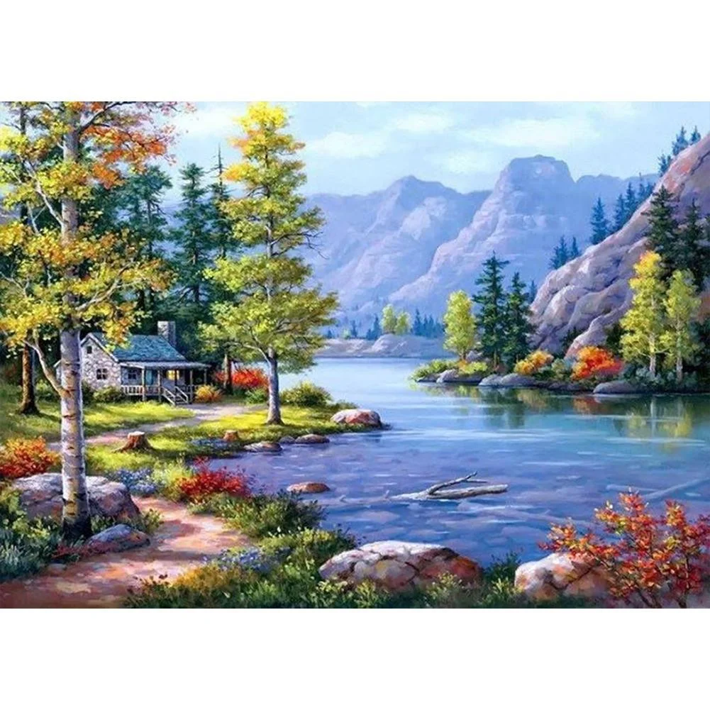 Full Round Diamond Painting Countryside Landscape (40*30cm)