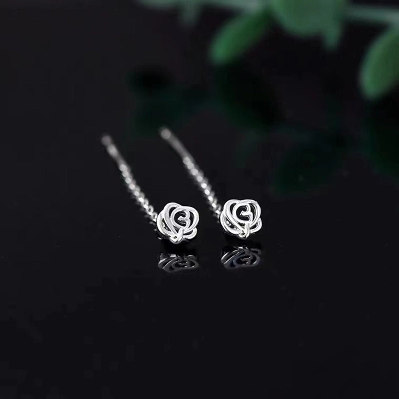 Minimalist Flower Silver Plating Ear Line 1 Pair