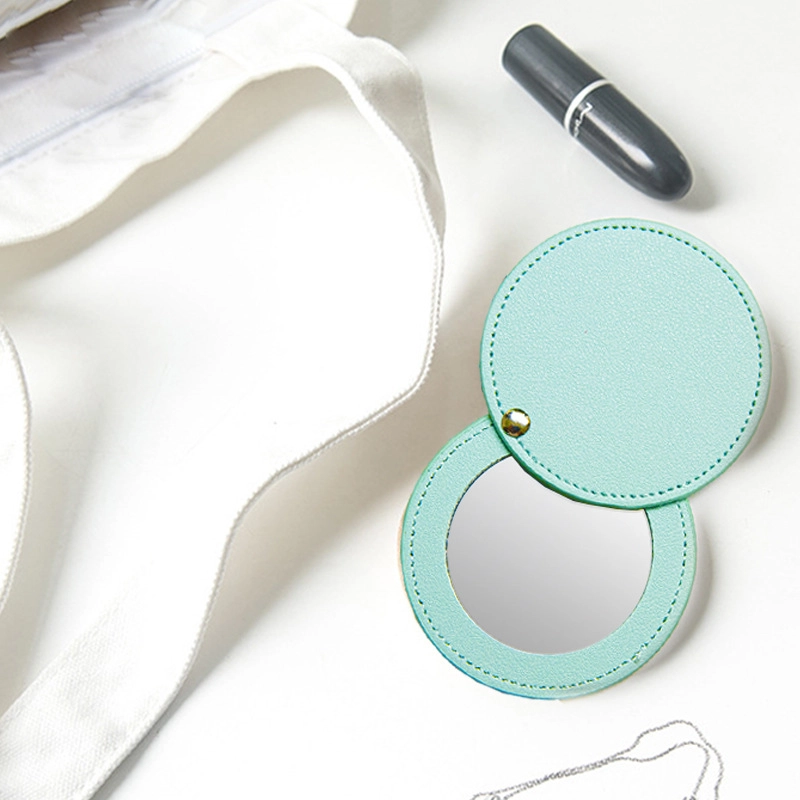 Style Leather Rotary Makeup Mirror Student Portable Beauty Mirror Makeup Mirror Round Leather Gift Makeup Mirror