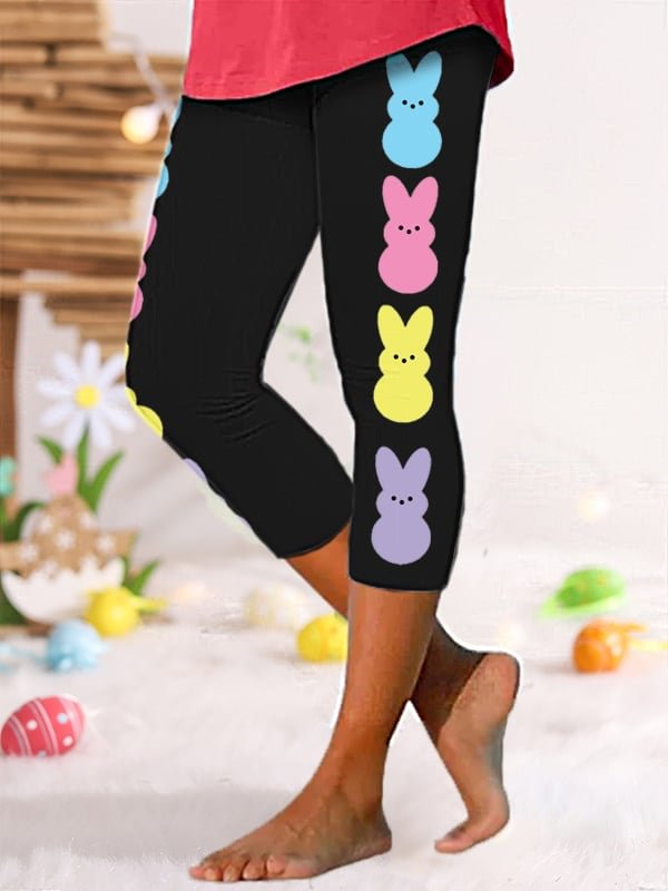Women's Easter Bunny Print Stretch Leggings