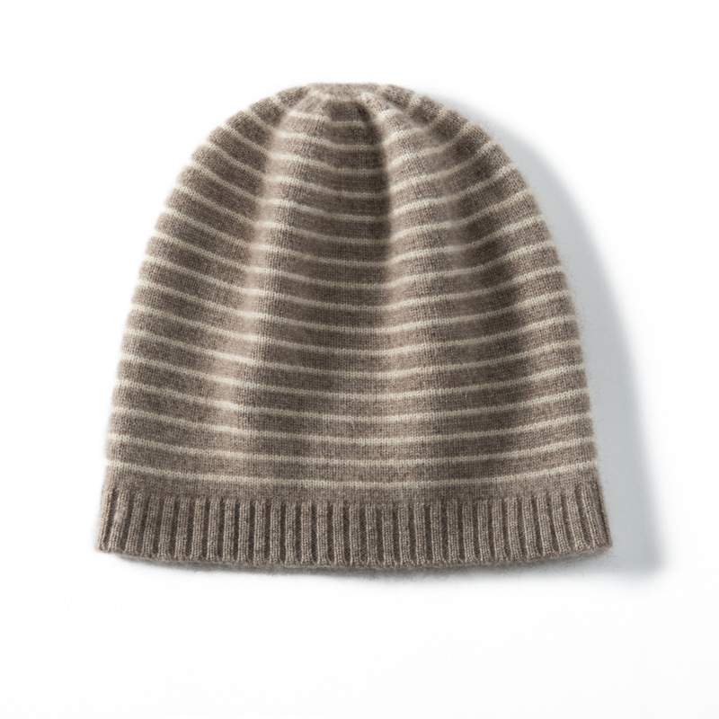 100% Cashmere Patterned Beanies Streak REAL SILK LIFE
