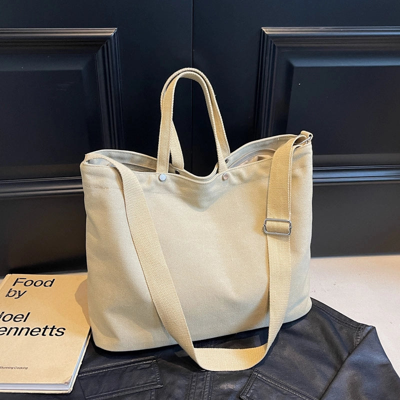 Women’s Canvas Solid Color Classic Style Square Zipper Tote Bag