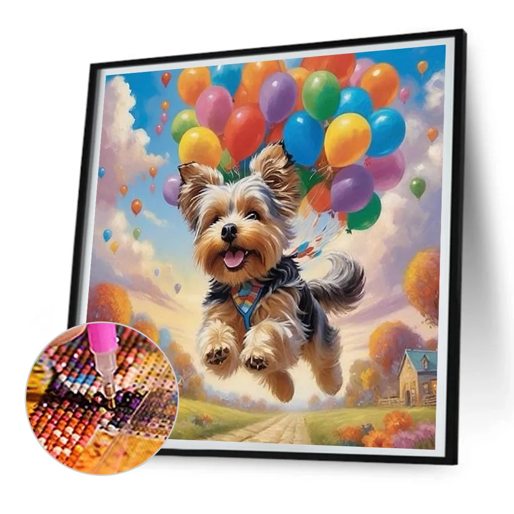 Diamond Painting - Full Round Drill - Balloon Puppy(Canvas|30*30cm)
