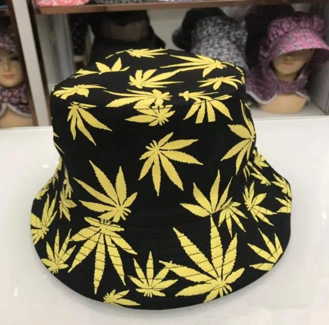 Maple Leaf Panama Bucket Hat Women Men Hip Hop Cap Couple Summer Cotton Fishing Hat Sun Flat Top Fisherman Hats Caps Boonie Gift