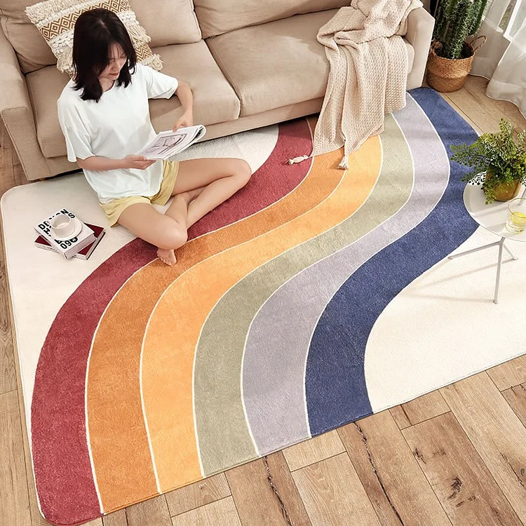 Rainbow Carpets for Living Room Home Entrance Doormat Decoration Soft Fluffy Large Area Rug Non-slip Lounge Floor Mat
