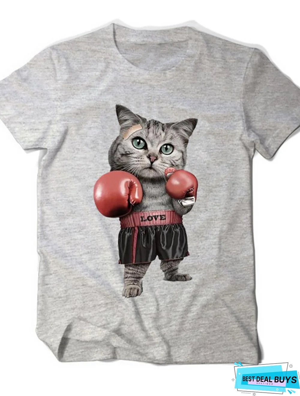 Men's Unisex Tee T-shirt 3D Print Cat Graphic Animal Print Short Sleeve Daily Tops 100% Cotton Basic Round Neck