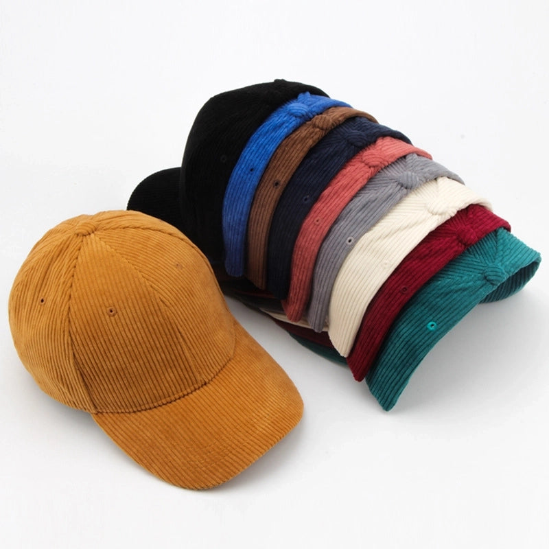 New Autumn And Winter Corduroy Baseball Cap Men And Women Solid Color Peaked Cap Retro Leisure Warm Hat Japanese Fashion